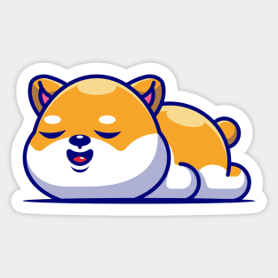 Cute shiba inu dog sleeping cartoon illustration Sticker